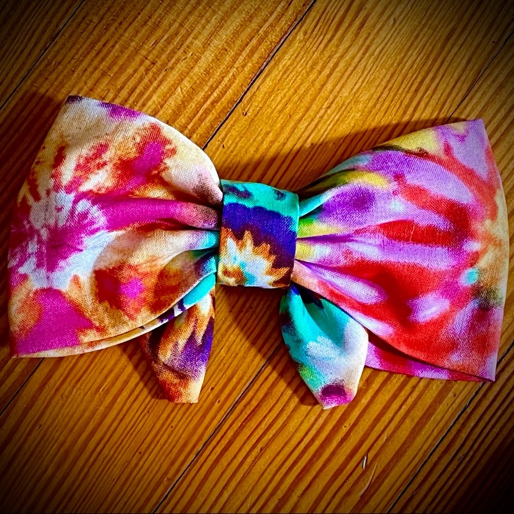 Girls Hair Bow rainbow tie